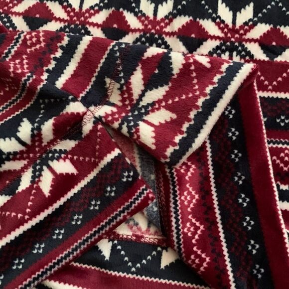 Nautica Burgundy Snowflake 2 Piece Fleece Pajama Set Size Large - Picture 7 of 14